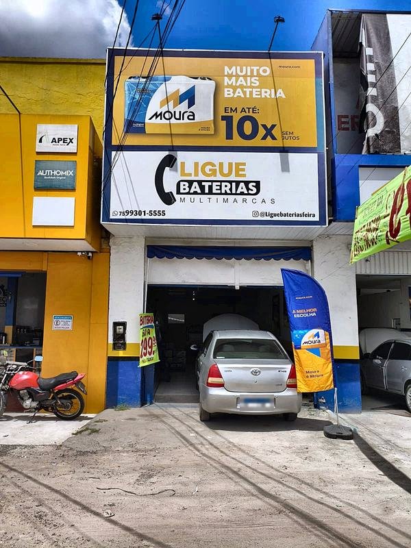 Fachada da Ligue Baterias na Av. José Falcão, em Feira de Santana